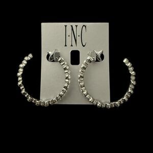 INC International Concepts Silver-Tone Rhinestone Circle Hoop Party Earrings